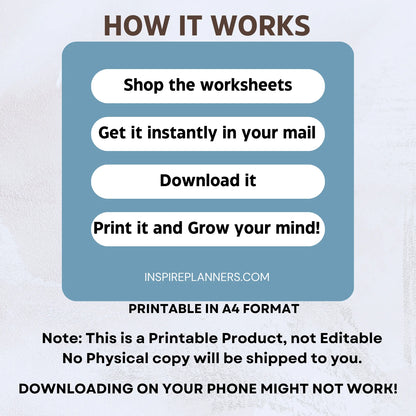 Step-by-step guide to using Boundaries Worksheets, a printable product for self-growth.