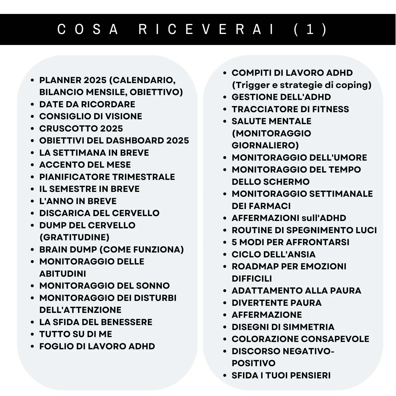 Cosa include il planner ADHD: strumenti per la gestione del tempo, tracciamento degli obiettivi e benessere.