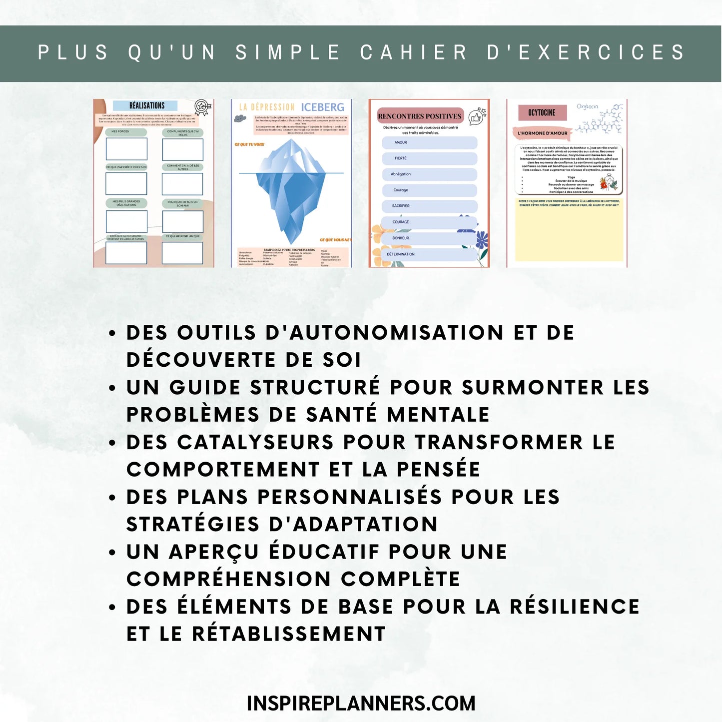 Feuilles de travail en français : outils pour surmonter les problèmes de santé mentale, transformer la pensée et renforcer la résilience.