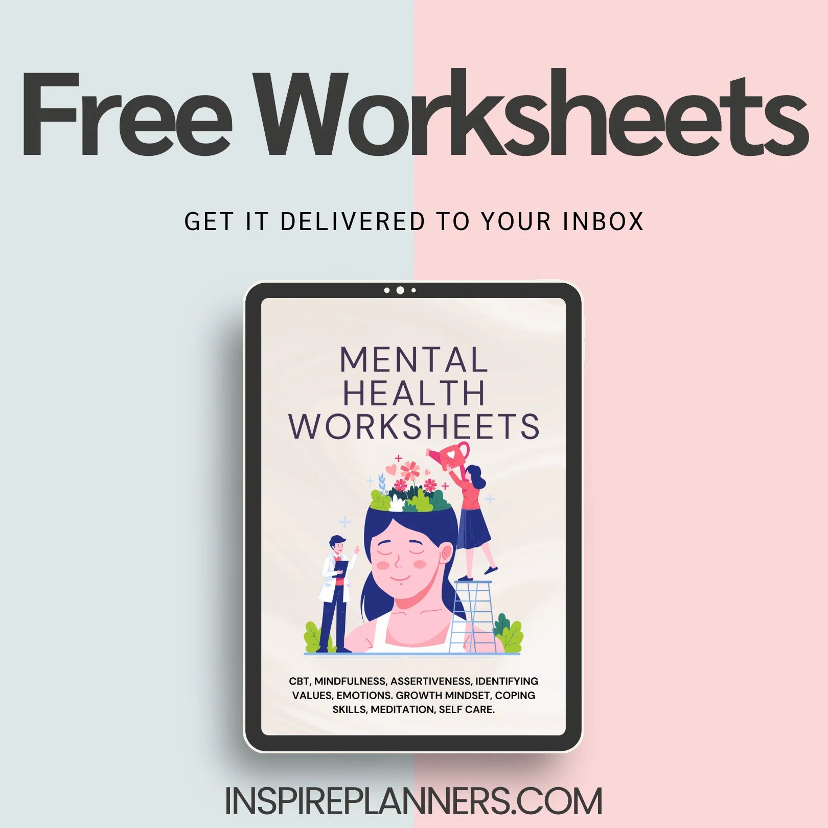 Free mental health worksheets delivered to your inbox, featuring CBT, mindfulness, growth mindset, and self-care tools.