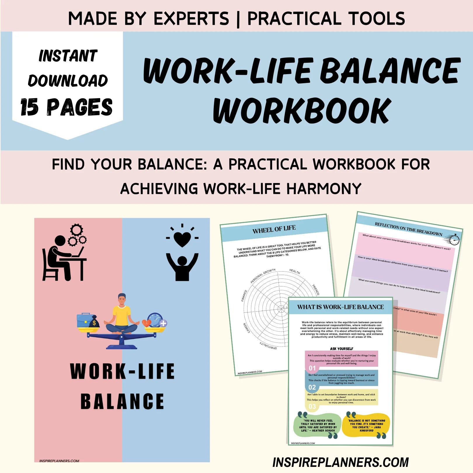 Work-Life Balance Workbook with practical tools for achieving harmony between personal and professional life.